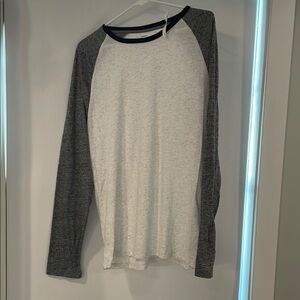 Gray and White Long Sleeve Raglan Shirt